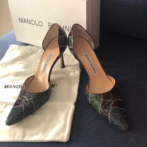 Manolo Blahnik patchwork watersnake heels Size38.5